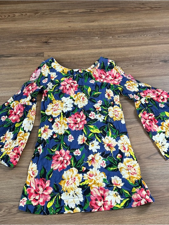 FARM Rio Tops - Farm Rio Floral Tunic Dress Shirt Split‎ Sleeve Small Bell Sleeve Boho Hippie